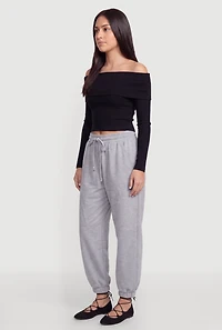 Drawstring Waist Fleece Joggers with Pockets
