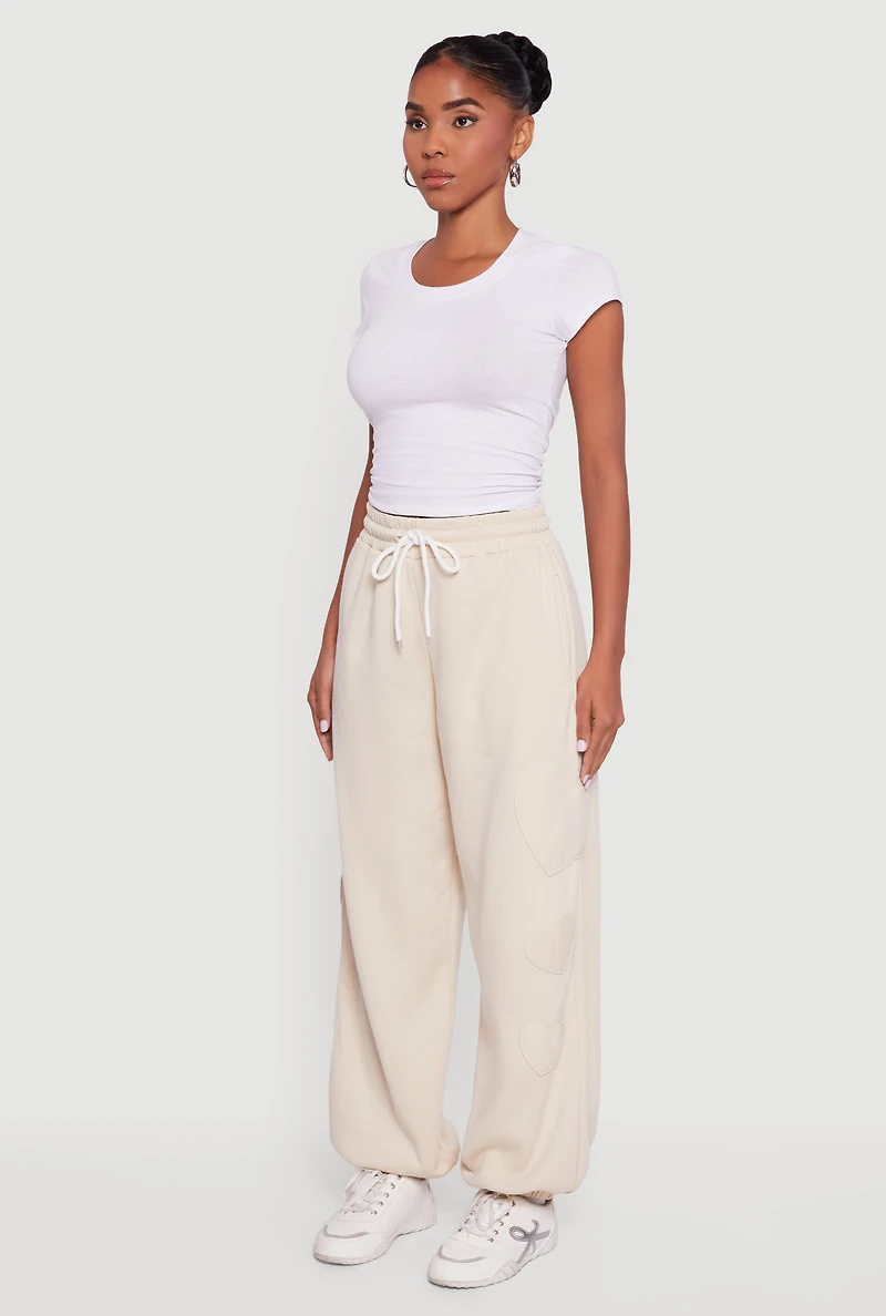 Heart Patch Fleece Sweatpants