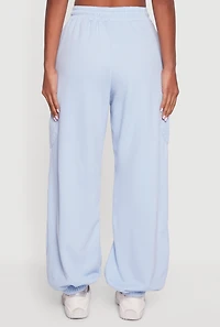 Womens Heart Patch Fleece Sweatpants, Blue, Size S