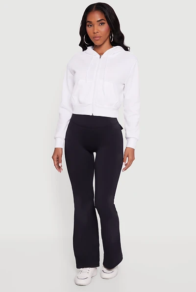 High Waisted Boot Cut Yoga Pants with Tabbed Flap Pockets