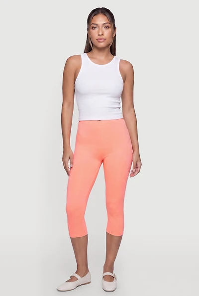 Trendy Mid Rise Capris Leggings