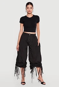 Tie Hem Parachute Baggy Pants