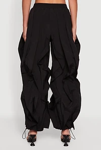 Drawstring Waist Ruffle Parachute Pants