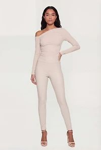 Faux Leather High Waisted Fleece Lined Leggings