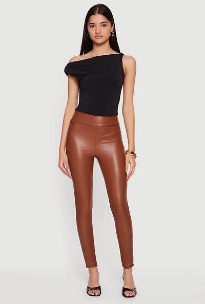 Faux Leather High Waisted Fleece Lined Leggings
