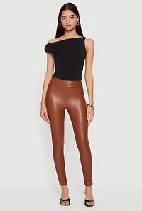 Faux Leather High Waisted Fleece Lined Leggings