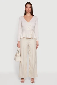 Faux Leather High Waisted Pintuck Dress Pants