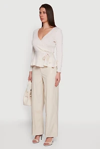 Faux Leather High Waisted Pintuck Dress Pants