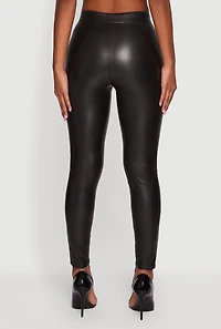 Faux Leather Zipper Detail Leggings