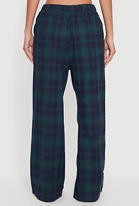 Plaid Mid Rise Wide Leg Lounge Pants
