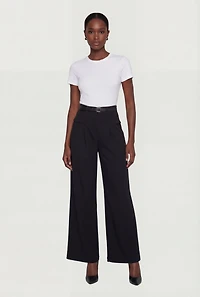 Pleated Wide Leg Dress Pants with Belt
