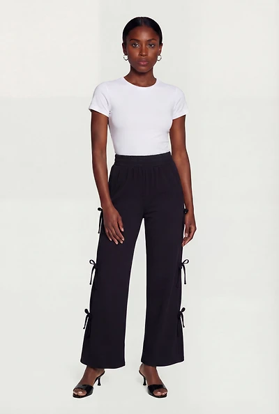 Bow Side Tie Pull On Sweatpants
