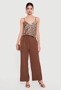 High Waisted Wide Leg Pleated Dress Pants