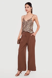 High Waisted Wide Leg Pleated Dress Pants