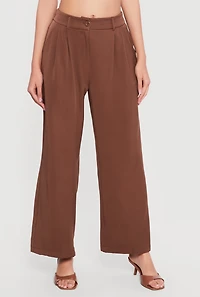 High Waisted Wide Leg Pleated Dress Pants