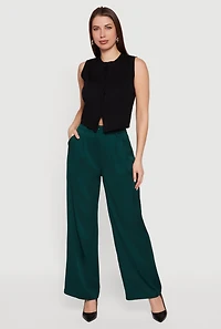 High Waisted Wide Leg Pleated Dress Pants
