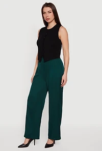 High Waisted Wide Leg Pleated Dress Pants