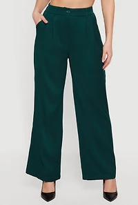 High Waisted Wide Leg Pleated Dress Pants