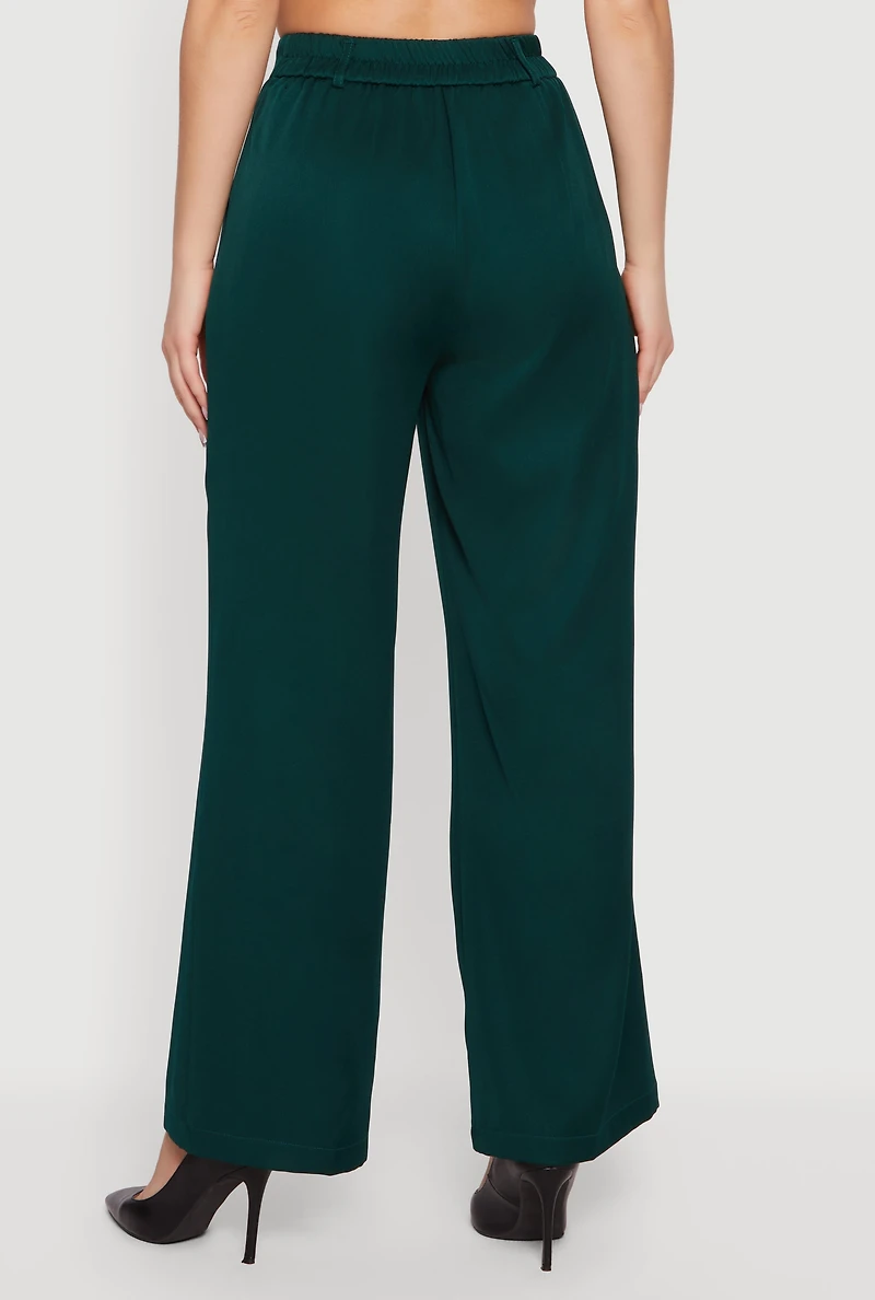 High Waisted Wide Leg Pleated Dress Pants