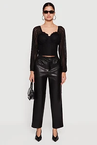 Faux Leather Drawstring Straight Leg Pants