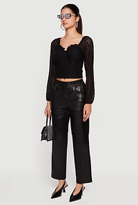 Faux Leather Drawstring Straight Leg Pants