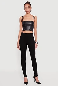 Pintuck High Waisted Skinny Dress Pants