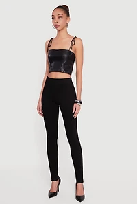 Pintuck High Waisted Skinny Dress Pants
