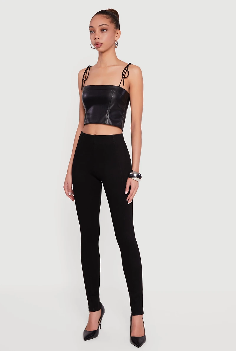 Pintuck High Waisted Skinny Dress Pants