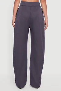 Womens High Waisted Pleated Wide Leg Dress Pants, Grey,