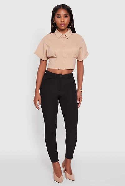 Womens Skinny Leg Dress Pants, Black, Size M