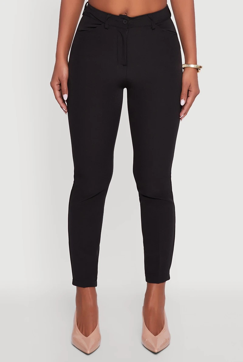 Womens Skinny Leg Dress Pants, Black,