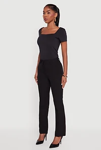 Womens Solid Slim Straight Leg Dress Pants, XL