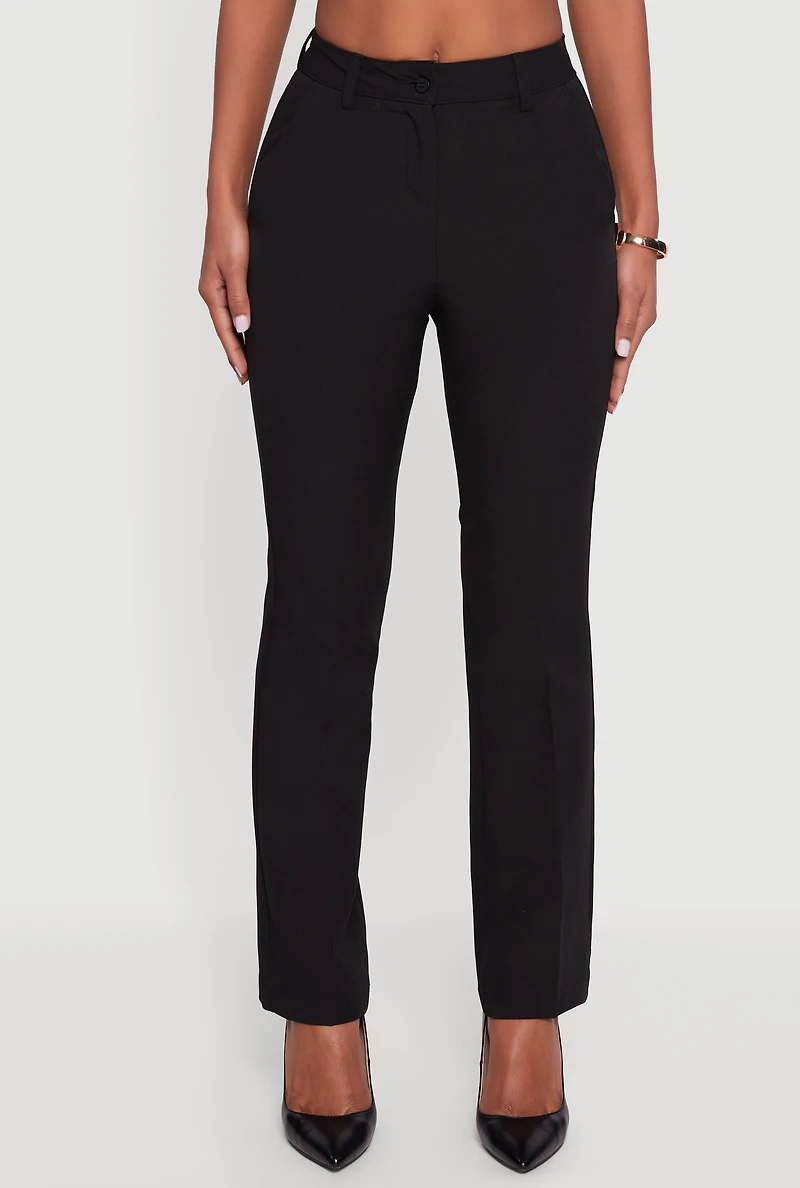 Solid Slim Straight Leg Dress Pants