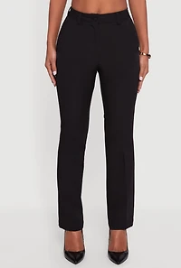 Solid Slim Straight Leg Dress Pants