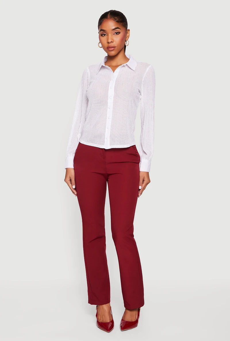 Solid Slim Straight Leg Dress Pants