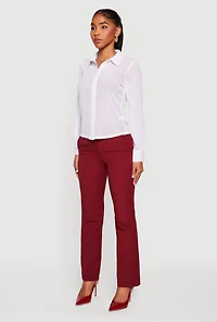 Solid Slim Straight Leg Dress Pants