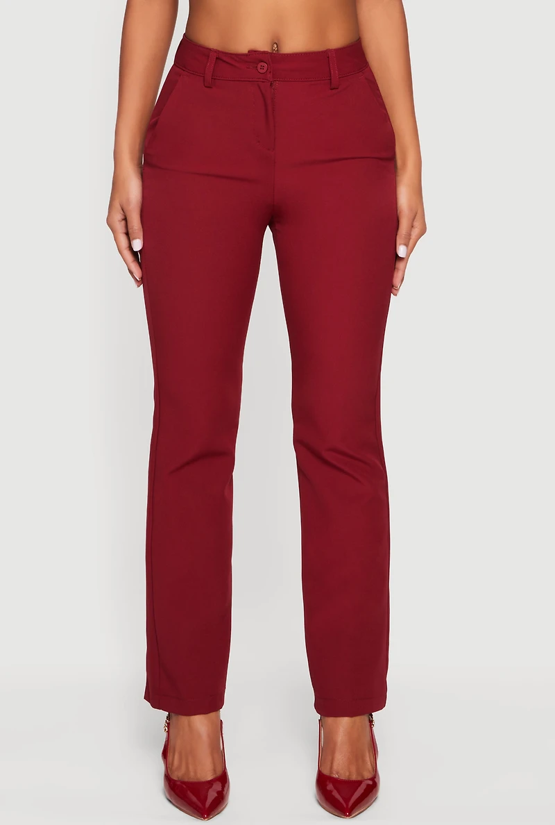 Solid Slim Straight Leg Dress Pants