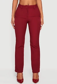 Solid Slim Straight Leg Dress Pants