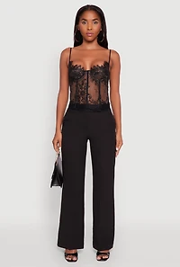 Womens High Waisted Wide Leg Dress Pants, Black, Size XL