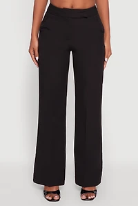Womens High Waisted Wide Leg Dress Pants, Black, Size XL