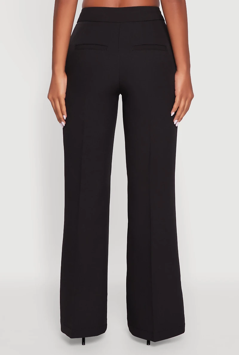 Womens High Waisted Wide Leg Dress Pants, Black, Size XL