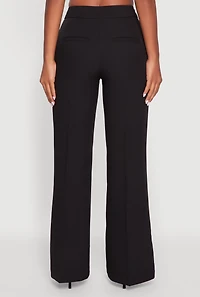Womens High Waisted Wide Leg Dress Pants, Black, Size XL
