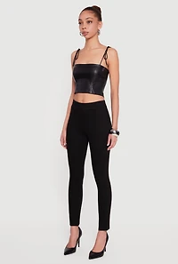 Slim Straight Pintuck Detail Pull On Pants