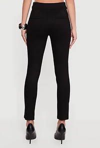 Slim Straight Pintuck Detail Pull On Pants