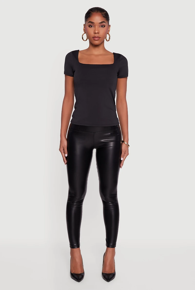 High Waisted Faux Leather Leggings