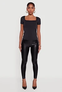 High Waisted Faux Leather Leggings