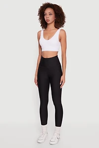 Womens Solid High Waisted Leggings with Cell Phone Pocket, Black,