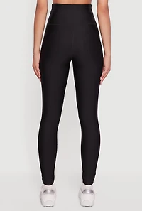 Womens Solid High Waisted Leggings with Cell Phone Pocket, Black,