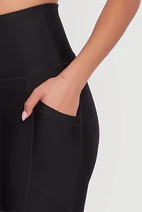 Womens Solid High Waisted Leggings with Cell Phone Pocket, Black,