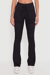 Womens Drawstring Waist Flare Leggings, L